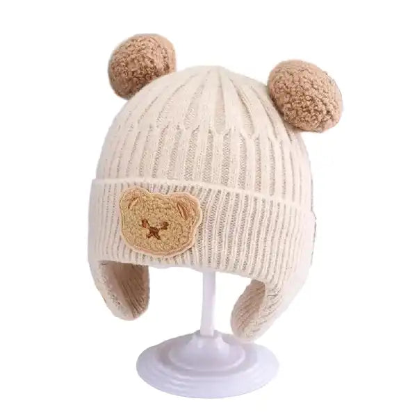 Baby Beanie Hat with Bear Ears – Thick Knit Winter Hat for Babie