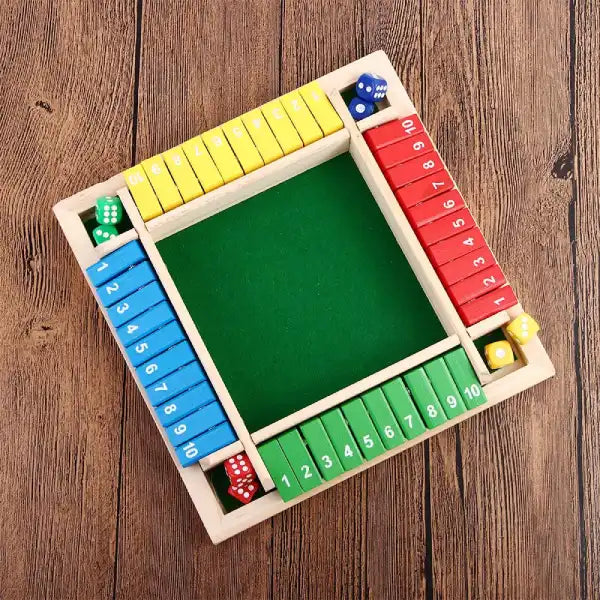 premium wooden shut the box board game displayed on a rustic table for home game nights