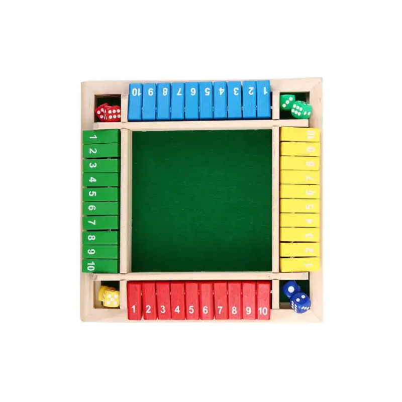 Wooden Shut The Box – Classic Family Fun, 4-Player Dice Game