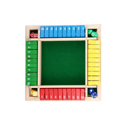 Wooden Shut The Box – Classic Family Fun, 4-Player Dice Game