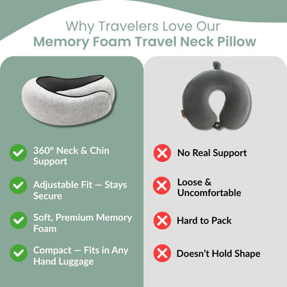 Comfort Memory Foam Travel Neck Pillow – Portable U-Shaped Support for Seniors & Travelers