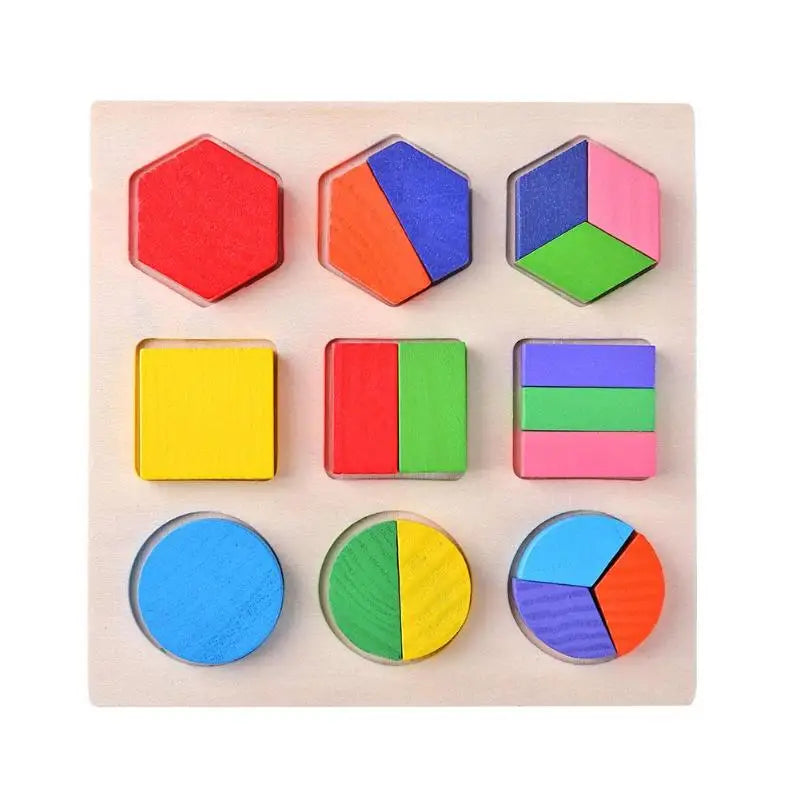 Montessori Wooden Puzzle: Preschool Geometric Shapes Game