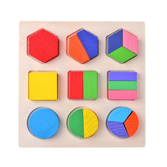 Montessori Wooden Puzzle: Preschool Geometric Shapes Game