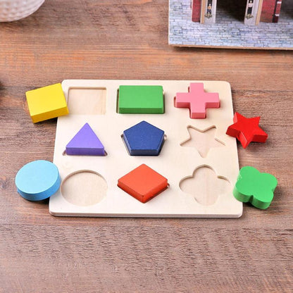 Montessori Wooden Puzzle: Preschool Geometric Shapes Game