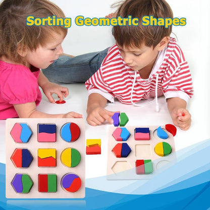 Montessori Wooden Puzzle: Preschool Geometric Shapes Game