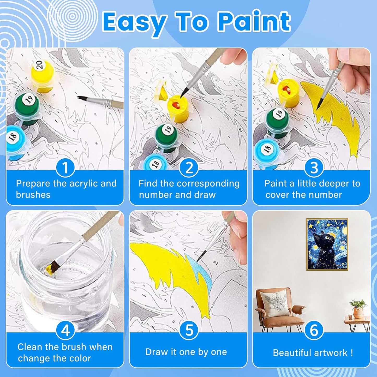 Sunset Landscape Coloring by Number – DIY Acrylic Paint by Numbers Kit for Home Decor