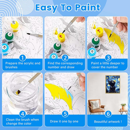 Sunset Landscape Coloring by Number – DIY Acrylic Paint by Numbers Kit for Home Decor