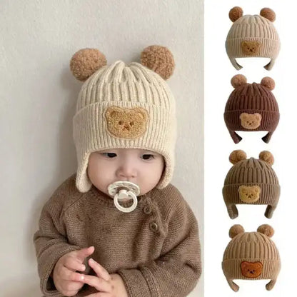 Baby Beanie Hat with Bear Ears – Thick Knit Winter Hat for Babie