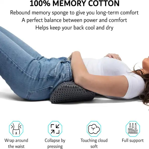 Breathable Memory Foam Lumbar Pillow – Ergonomic Back Support Cushion for Home, Office & Bed