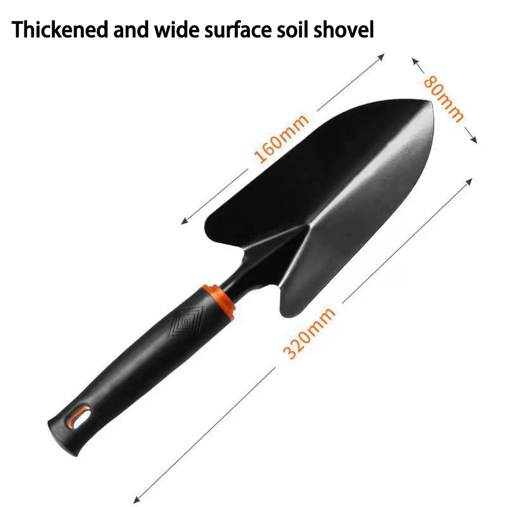Black Alloy Steel Garden Shovel Set - 4 Tools for Soil & Seed