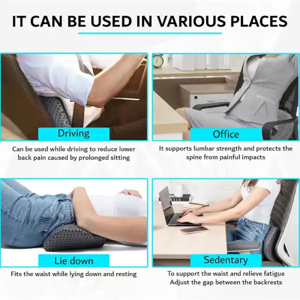 Breathable Memory Foam Lumbar Pillow – Ergonomic Back Support Cushion for Home, Office & Bed