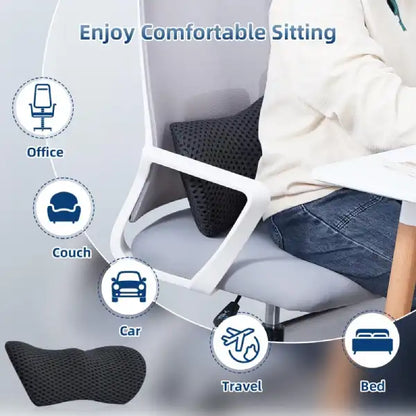 Breathable Memory Foam Lumbar Pillow – Ergonomic Back Support Cushion for Home, Office & Bed
