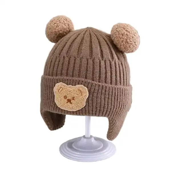 Baby Beanie Hat with Bear Ears – Thick Knit Winter Hat for Babie