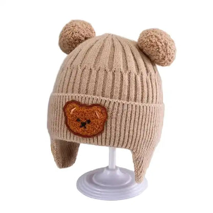 Baby Beanie Hat with Bear Ears – Thick Knit Winter Hat for Babie