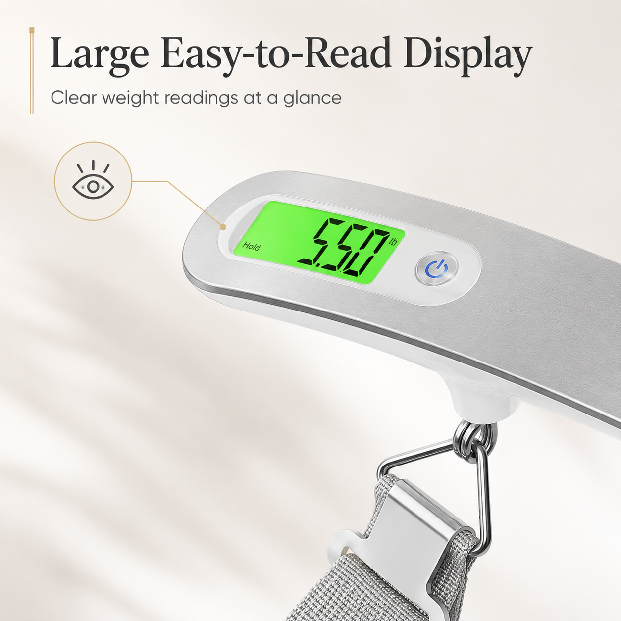 Digital luggage scale with a large easy-to-read display