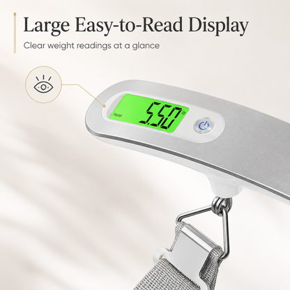 Digital luggage scale with a large easy-to-read display