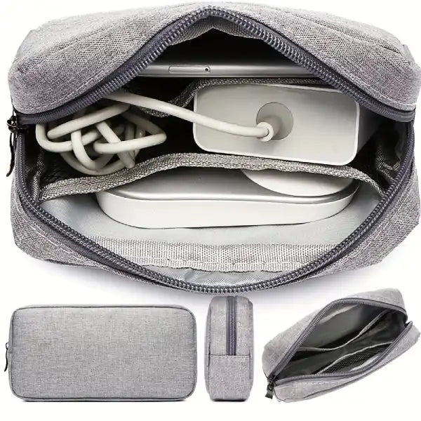 internal view of the electronic bag with mesh pockets and elastic loops for organized gadget storage