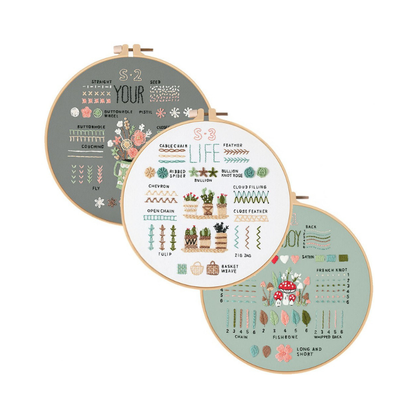 Embroidery Kit for Beginners – 3 Stamped Cross-Stitch Patterns, Complete Set