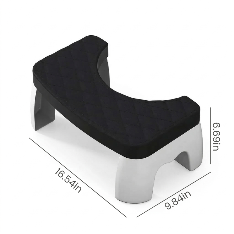 size chart showing the length and  height of the foldable toilet stool