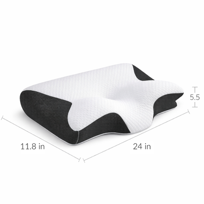 size chart showing the length and width of the ergonomic neck pillow