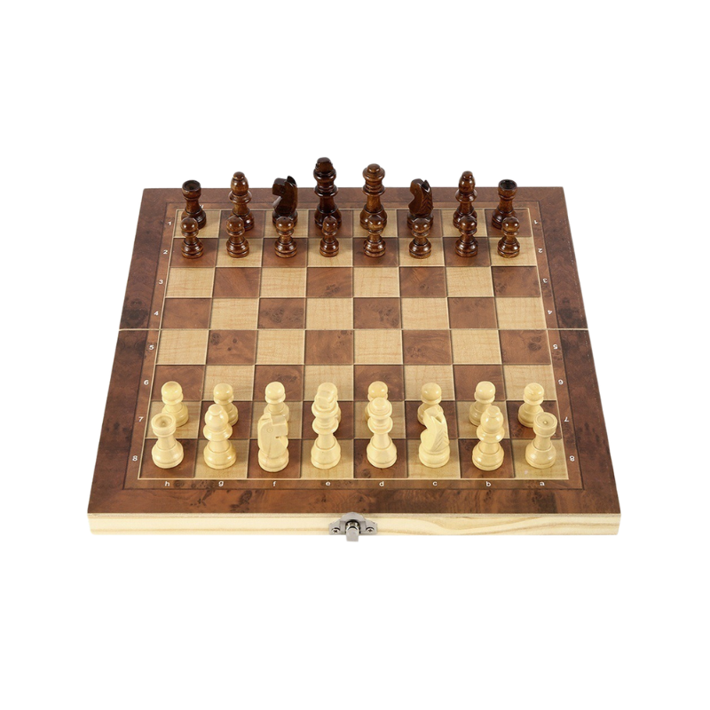 3-in-1 Wooden Game Set – Chess, Checkers & Backgammon