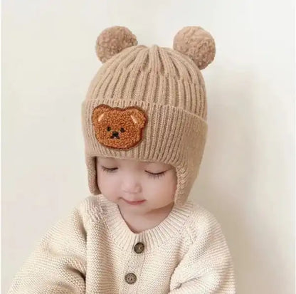 Baby Beanie Hat with Bear Ears – Thick Knit Winter Hat for Babie
