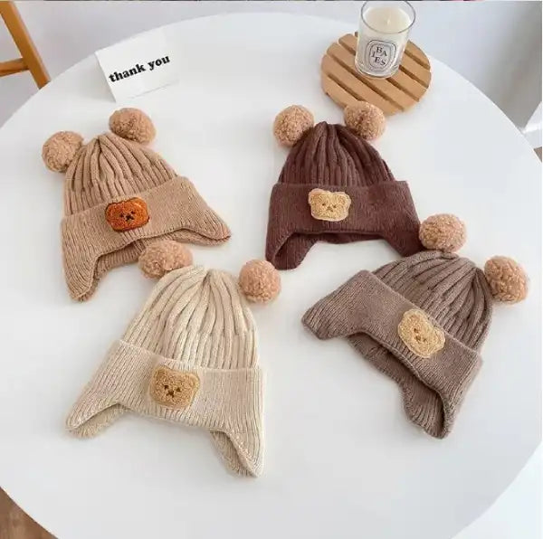 Baby Beanie Hat with Bear Ears – Thick Knit Winter Hat for Babie