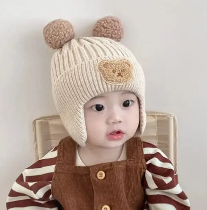 Baby Beanie Hat with Bear Ears – Thick Knit Winter Hat for Babie