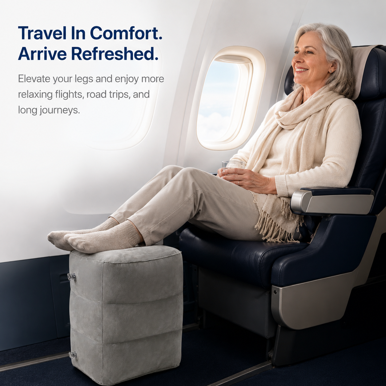 Inflatable Foot Stool Pillow - Comfortable Leg Support for Travel