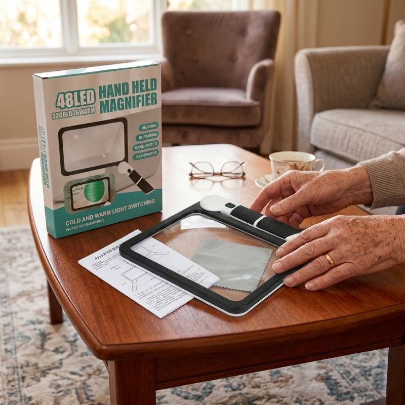 5X Large Magnifying Glass – Dimmable Lighting for Clear Reading