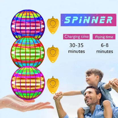 flying ball infographic showing 30-35 minutes charging time for 6-8 minutes of flight