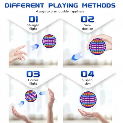 4 different playing methods including straight flight and suspension for the LED flying ball
