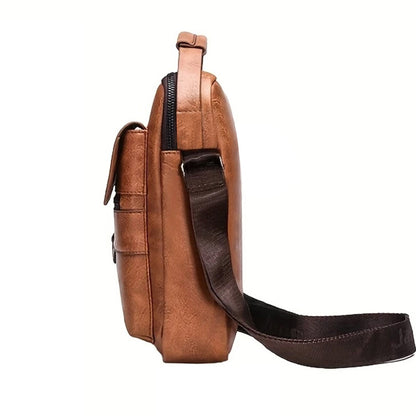 Side view of the lightweight crossbody travel bag for seniors in khaki.