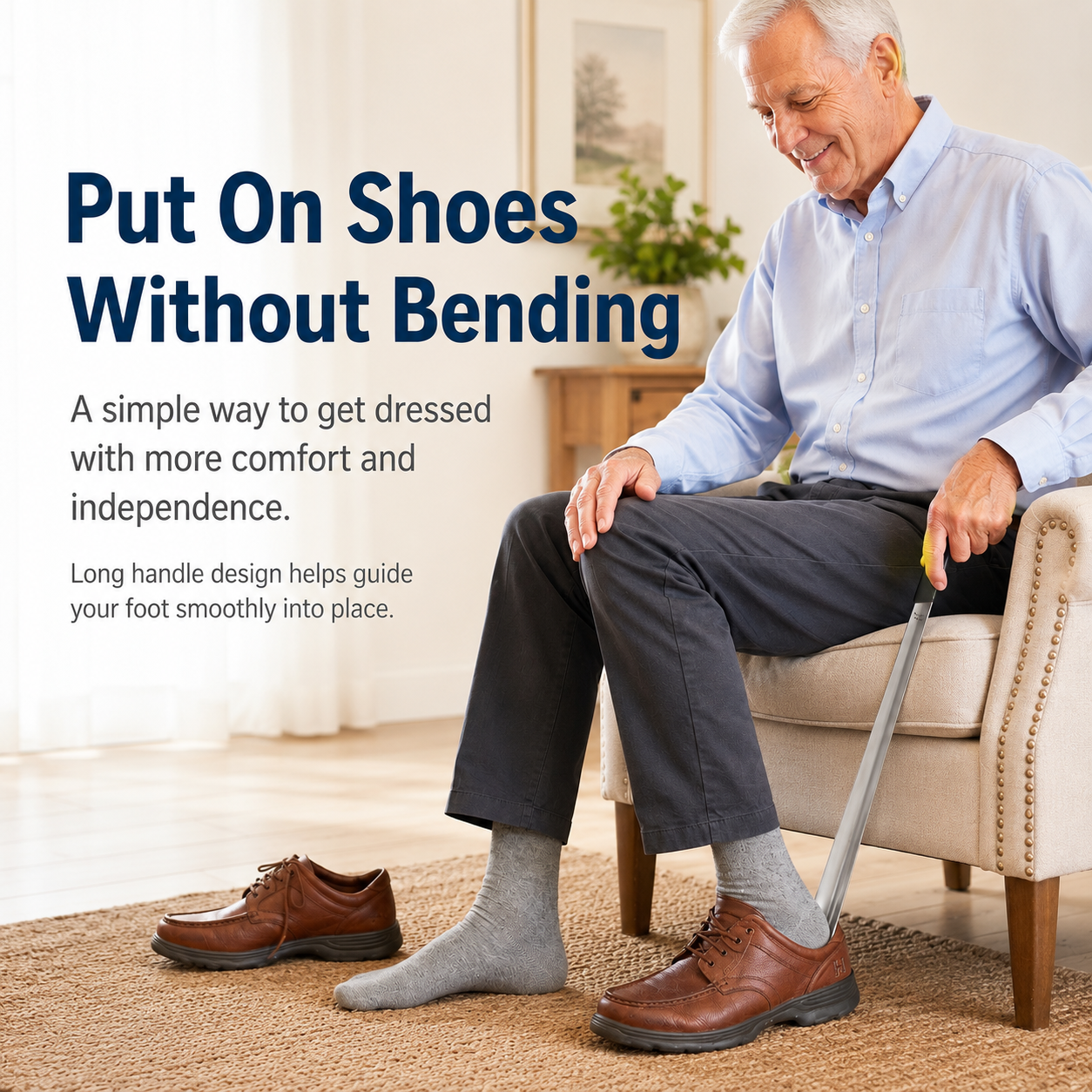 Ergonomic Long Handle Shoe Horn – Easy Dressing Without Bending