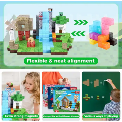 demonstration of the strong magnetic cubes showing flexible alignment and neat building for kids and seniors