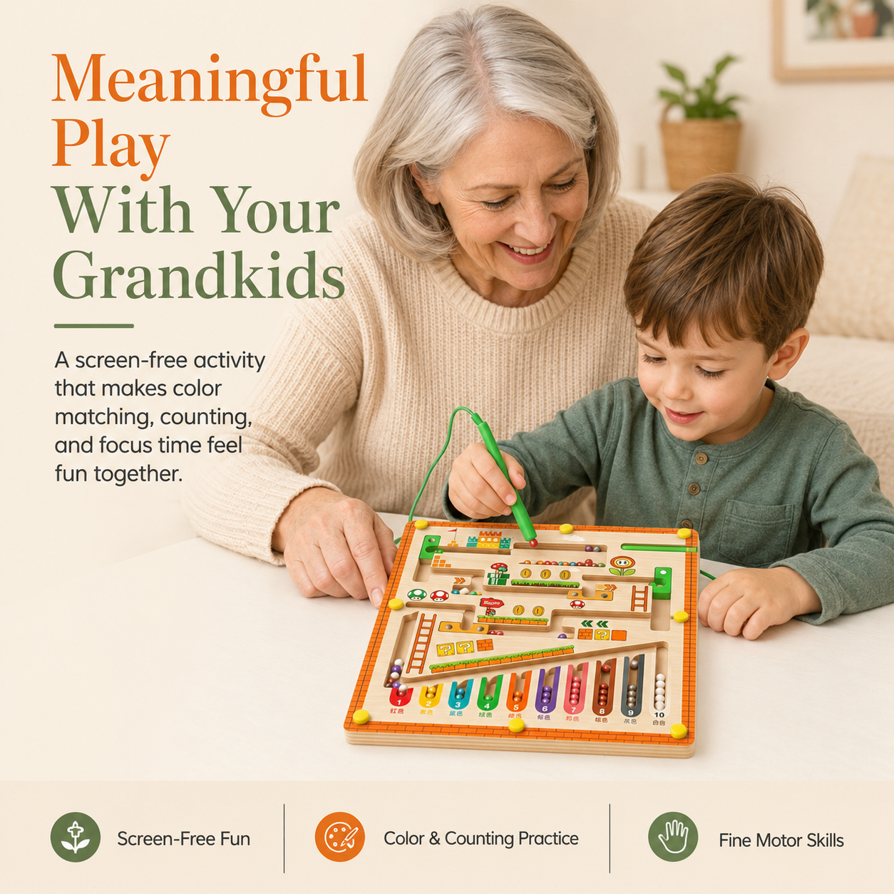 Magnetic Wooden Maze – Fun Learning & Skills Toy for Grandkids