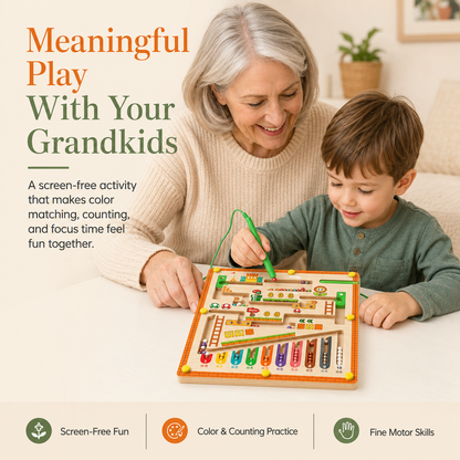 Magnetic Wooden Maze – Fun Learning & Skills Toy for Grandkids