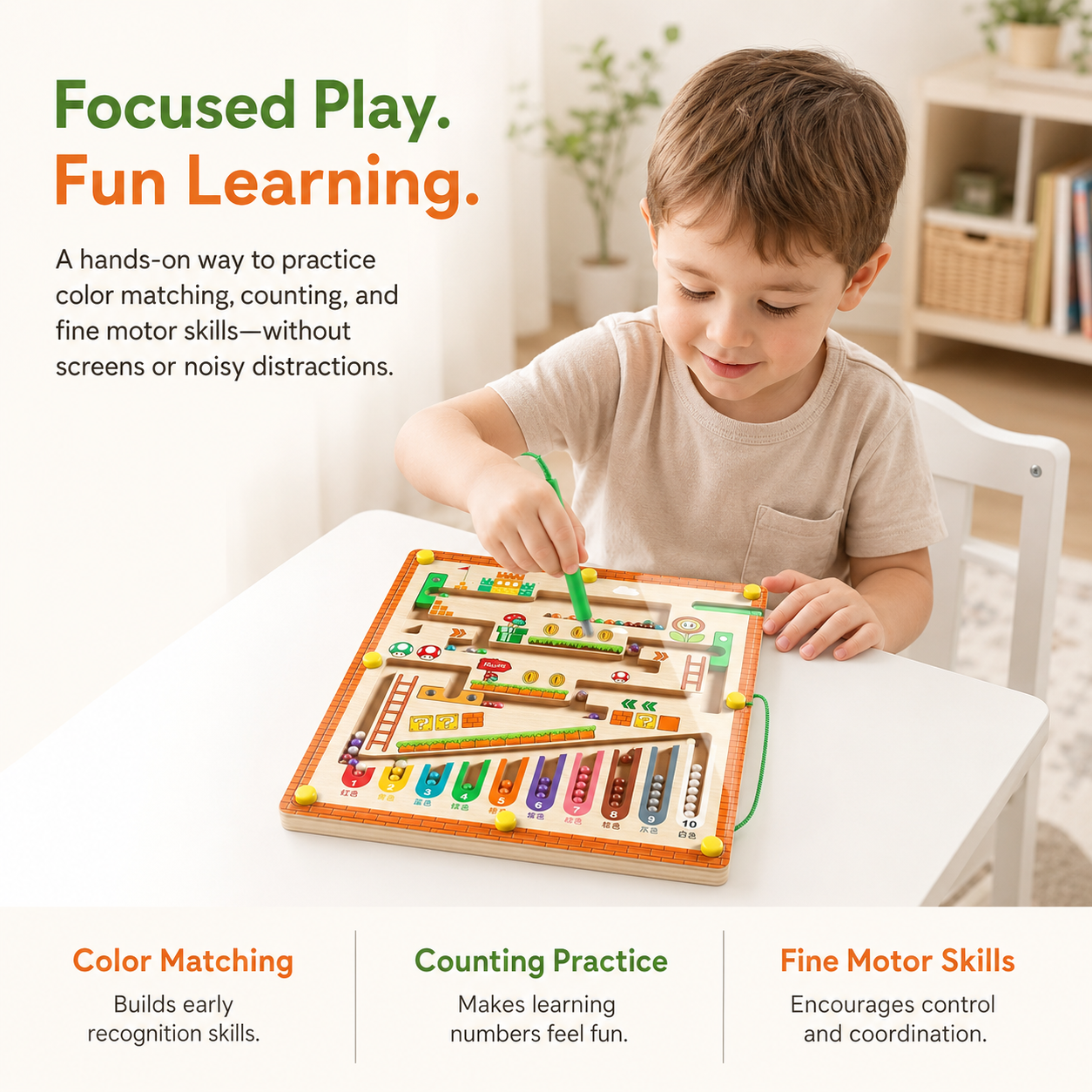 Magnetic Wooden Maze – Fun Learning & Skills Toy for Grandkids