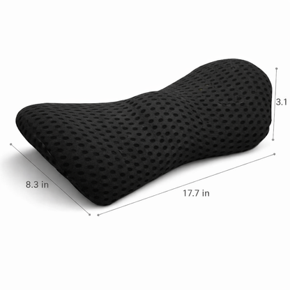 size chart showing the length and width of the memory foam lumbar pillow