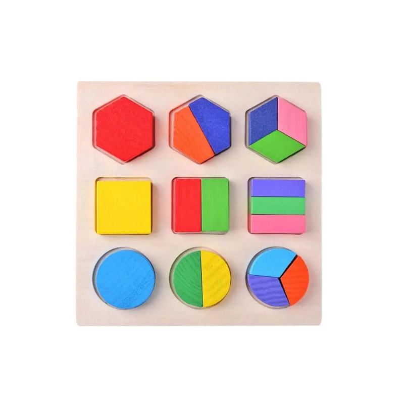 Montessori Wooden Puzzle – Geometric Shapes & Logic Board for Kids