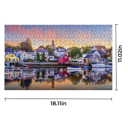 Diagram showing the finished 500-piece jigsaw puzzle dimensions 