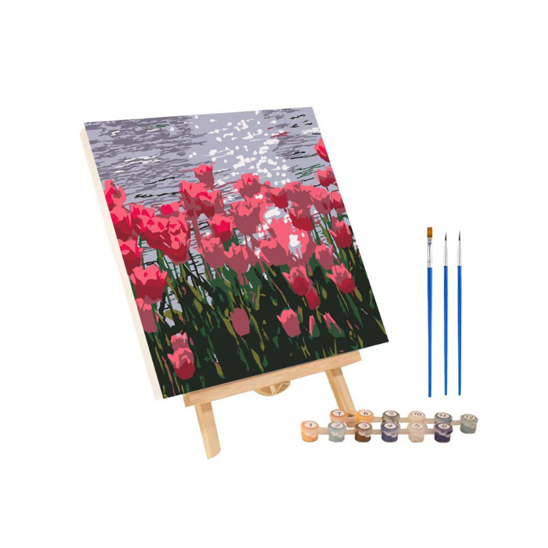 Sunset Paint-by-Numbers – High-Contrast Art Kit, Includes Wooden Frame