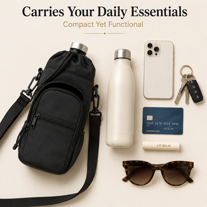 Thermal Water Bottle Bag – Insulated Carrier with Phone Pocket & Strap