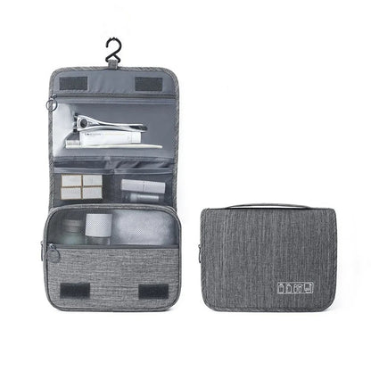 heather gray water-resistant toiletry bag designed for travelers and senior citizens