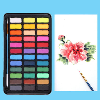 hand-painted pink flower artwork created using the 36-color watercolor painting set for beginners