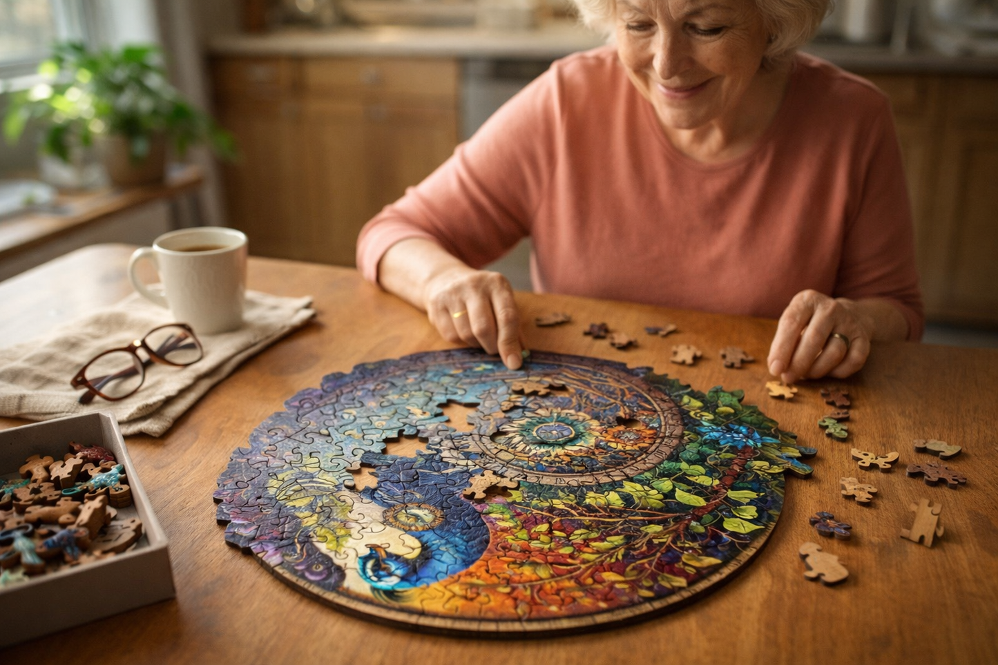 Wooden Peacock Puzzle – Relaxing Hobby with Easy-to-Grip Pieces