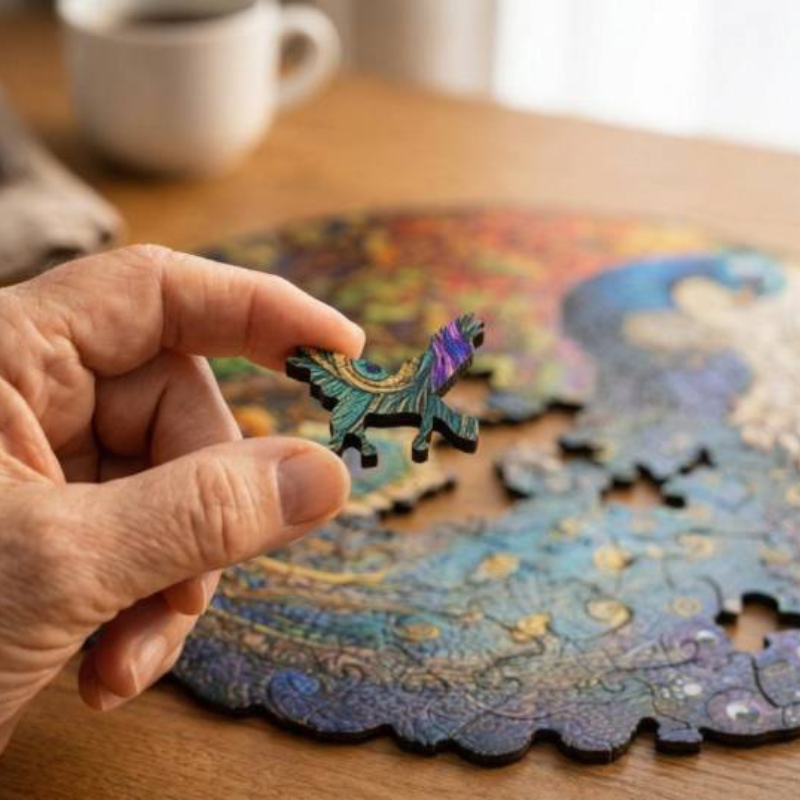 Wooden Peacock Puzzle – Relaxing Hobby with Easy-to-Grip Pieces