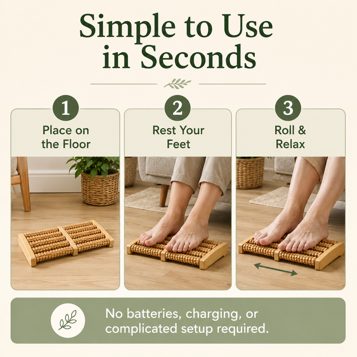 Wooden Foot Roller Massager for Everyday Comfort & Relaxation