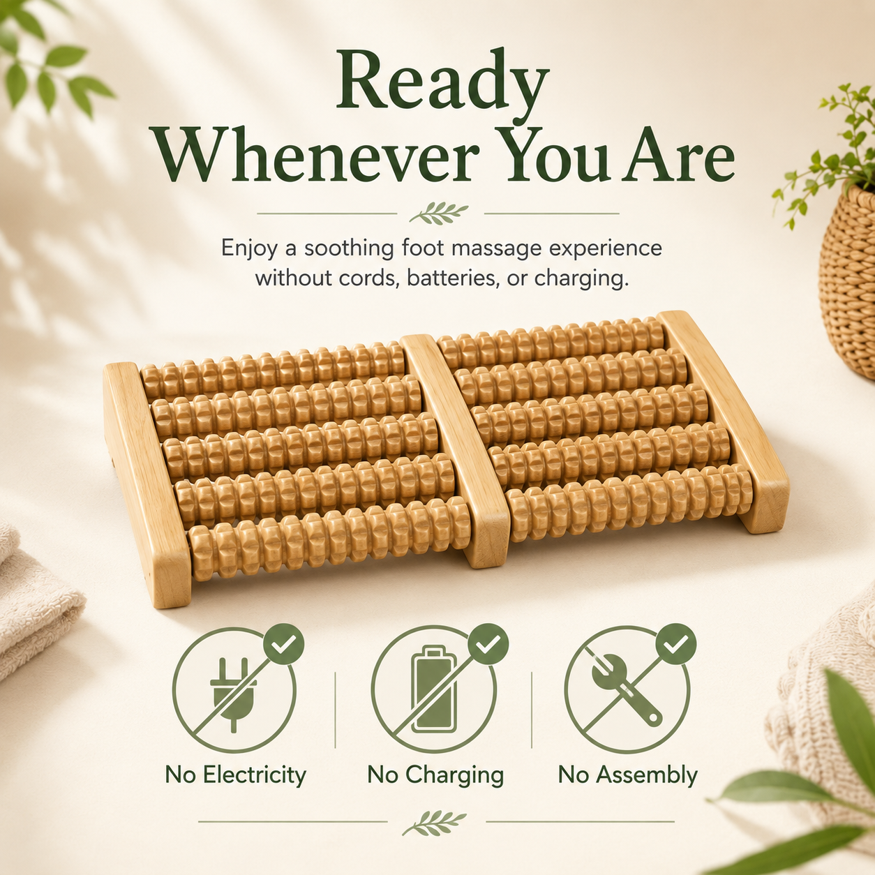 Wooden Foot Roller Massager for Everyday Comfort & Relaxation